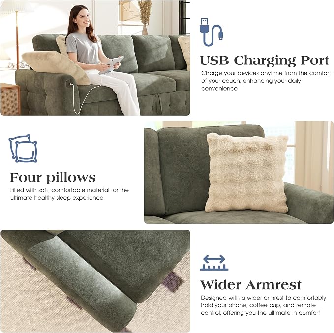 Ihanherry L-Shaped Sectional Sofa Bed - Image 6