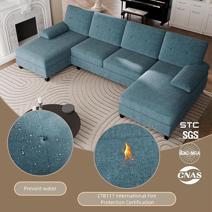 U-Shaped Sectional Couches for Living Room, 4 Seat Sofa - Image 5