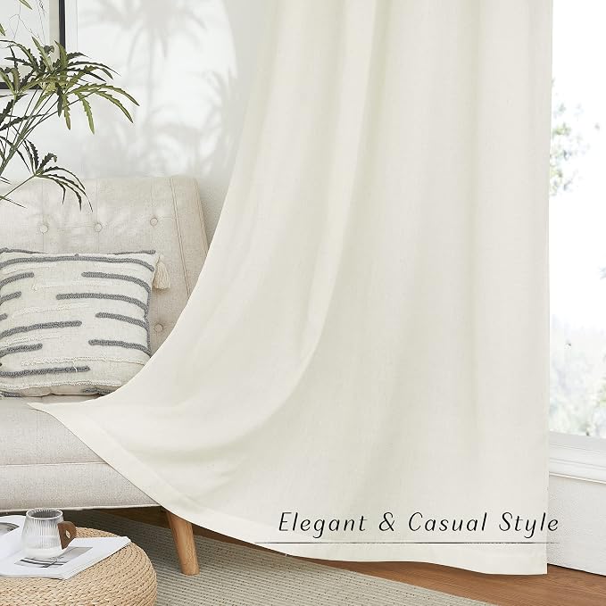 NICETOWN Thick Linen Bedroom Curtains 90 inches Long, Grommet Privacy Assured - Image 7