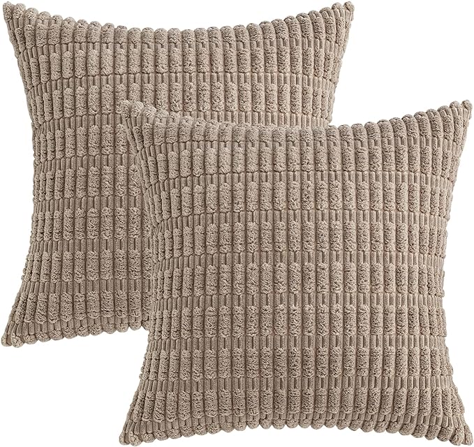 MIULEE Pack of 2 Corduroy Decorative Euro Sham Throw Pillow Covers 24x24 Inch - Image 6