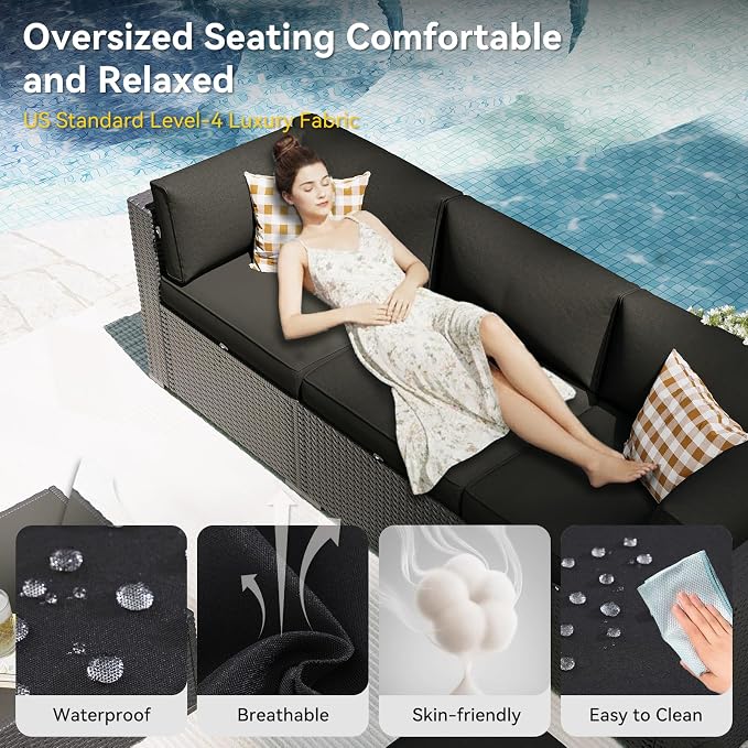 Aoxun Patio Furniture Set, 7 Piece Outdoor Sectional Sofas - Image 3