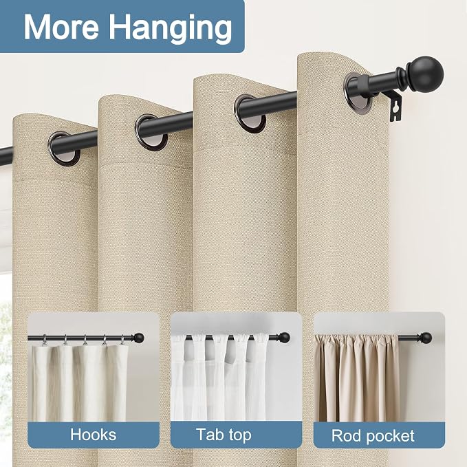 Black Curtain Rods for Windows 28 to 48 Inch, 5/8 Inch Diameter Stainless Steel - Image 2