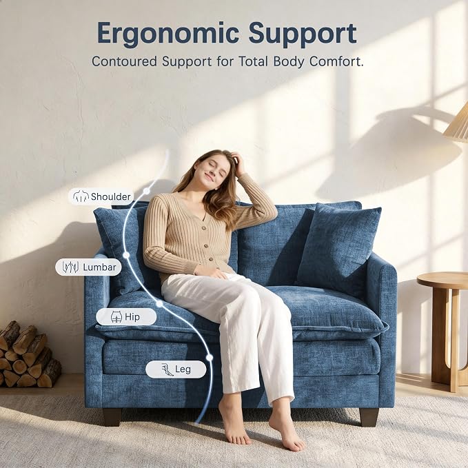 Loveseat Sofa, Comfy Chenille Small Couch - Image 5