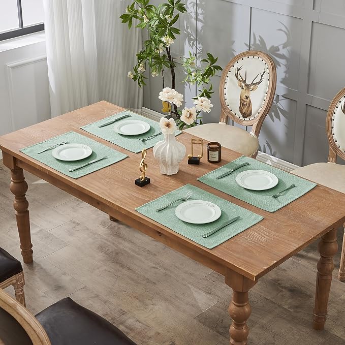 BALCONY & FALCON Placemats Set of 4 Faux Linen Cloth Place Mats Washable - Image 7