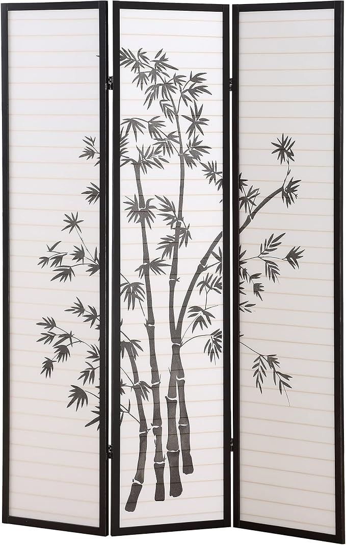 Roundhill Furniture 3-Panel Oriental Shoji Room Divider Screen - Image 4