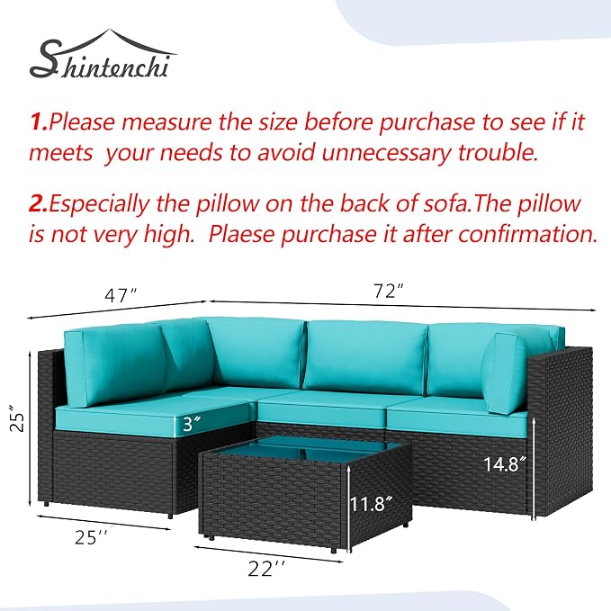 5 Piece Outdoor Patio Furniture Set, All Weather Conversation Set - Image 5