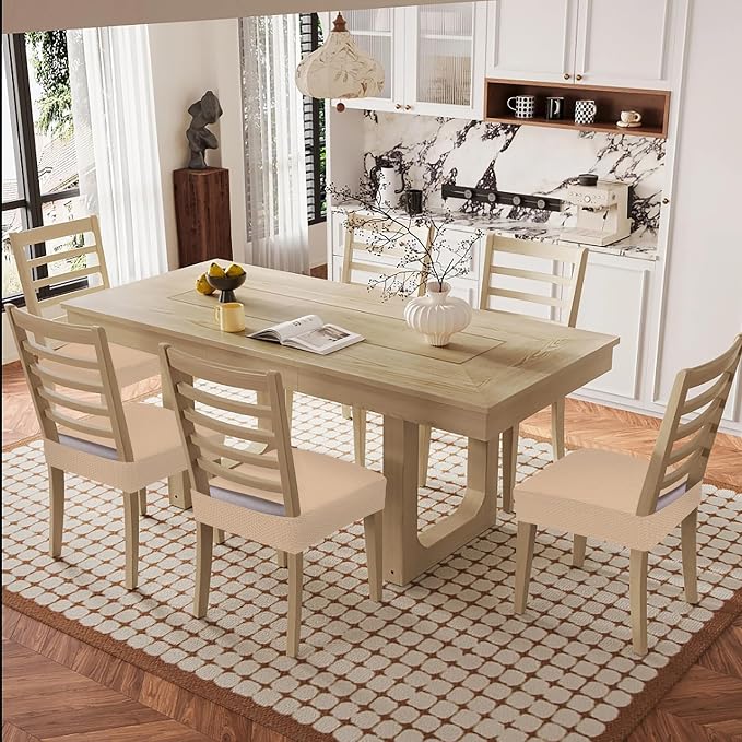 Smiry Waterproof Seat Covers for Dining Room Chairs Set of 4, Stretch Jacquard - Image 8