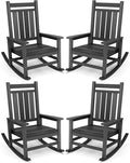SERWALL Outdoor Rocking Chair Set of 4, HDPE Rocking Chair by SERWALL