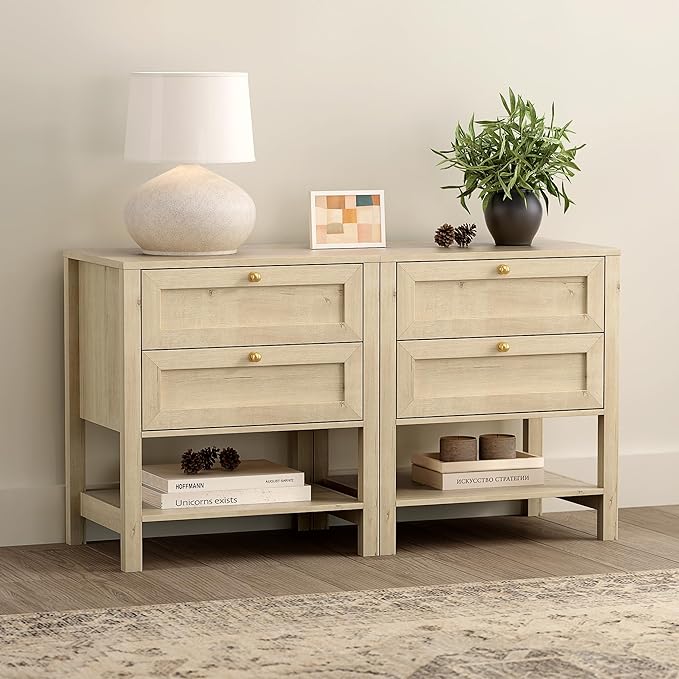 EYYTHUNG Farmhouse Nightstand Set of 2, Wooden Farmhouse Floor Night Stand by EYYTHUNG