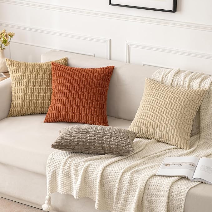 MIULEE Pack of 2 Corduroy Decorative Euro Sham Throw Pillow Covers 22x22 Inch - Image 4