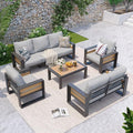 Aoxun Aluminum Patio Furniture Set, 7 Seats Luxury Metal Patio Conversation Sets by Aoxun