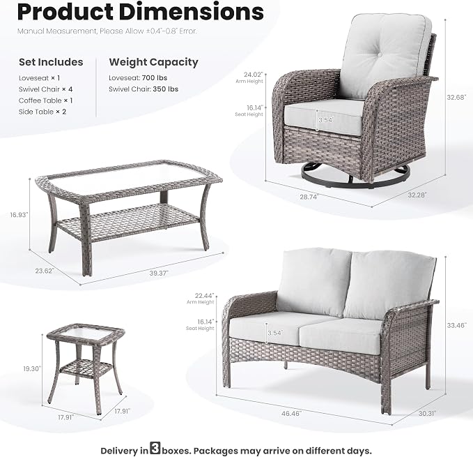 ovios 8-Piece Patio Furniture Set, Outdoor Wicker Sofa - Image 9