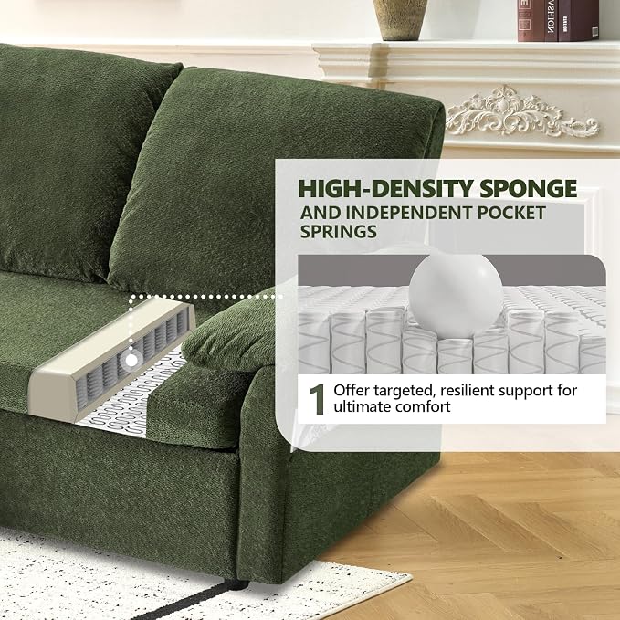 VINGLI Green Convertible Futon Sofa Bed, Sleeper Sofa - Image 7