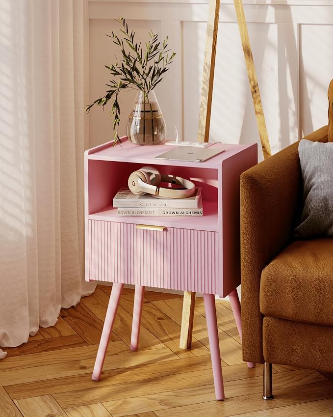 JOONEE Nightstand with Oultlet, Modern Bedside Table with Storage Drawer and - Image 6