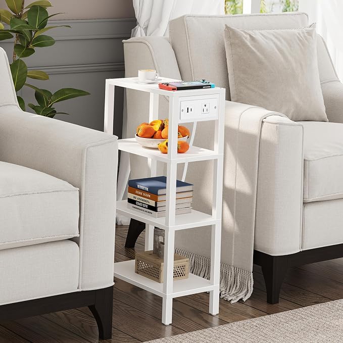 TUTOTAK Narrow Side Table with Charging Station, Small End Table with USB Ports - Image 5