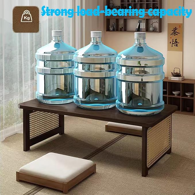Japanese Floor Table Bamboo Folding Coffee Table Portable Solid Wood Japanese - Image 3