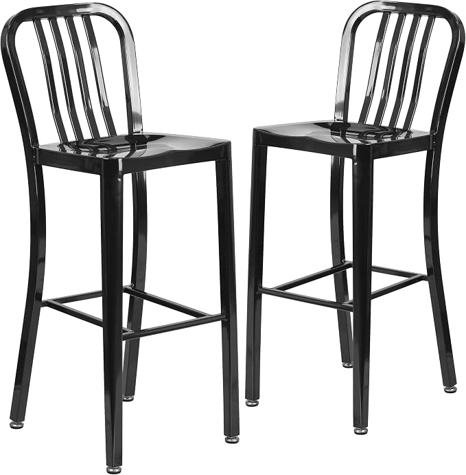 Flash Furniture Commercial Grade 30" High Black Metal Indoor-Outdoor Barstool by FlashFurniture