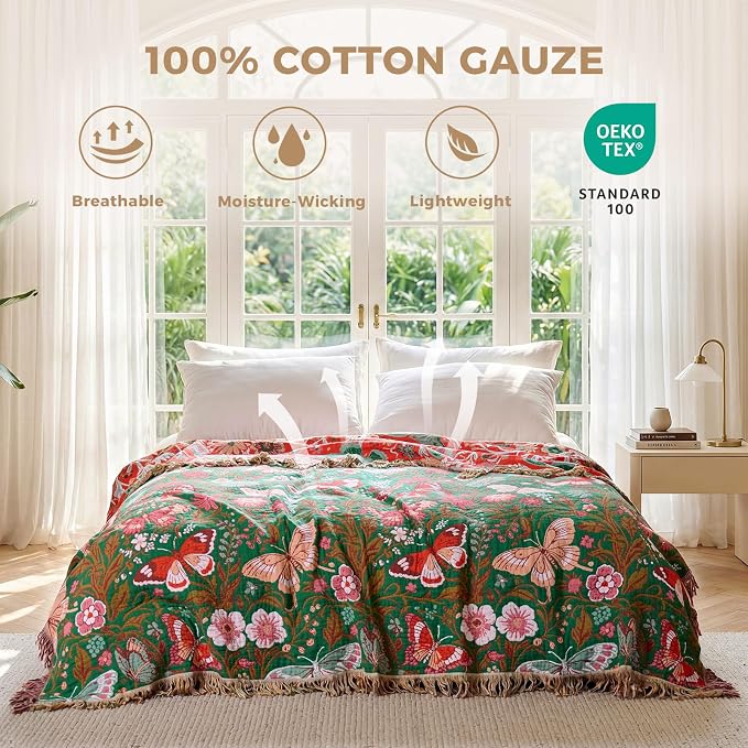 LUTBM Boho Throw Blanket for Couch Sofa Chair Cotton Summer Blankets for - Image 2