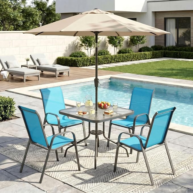 Arlopu 5 Piece Outdoor Patio Dining Set, Porch Furniture - Image 9