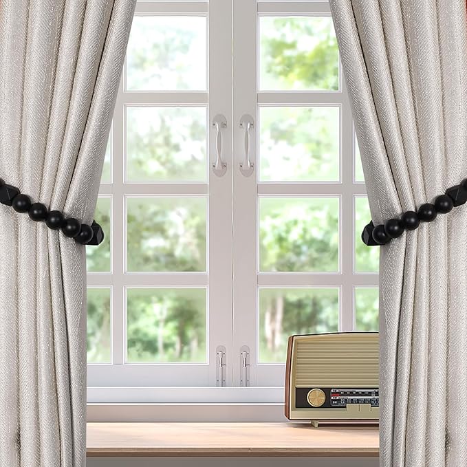 Wood Bead Curtain Tiebacks, KLOGTSIND Set of 4 Curtain Holdbacks - Image 7