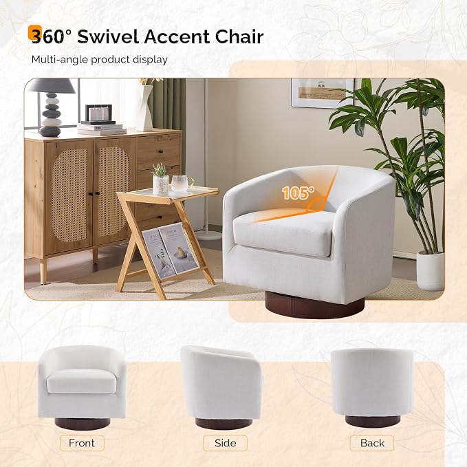 VINGLI 360°Swivel Accent Chairs Set of 2 - Image 5