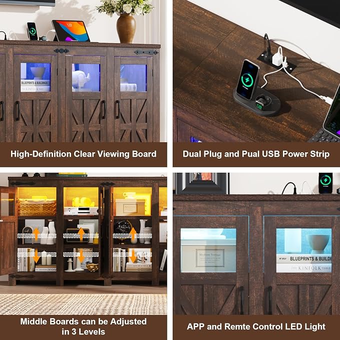 95.3" Large LED Farmhouse TV Stand - Image 8