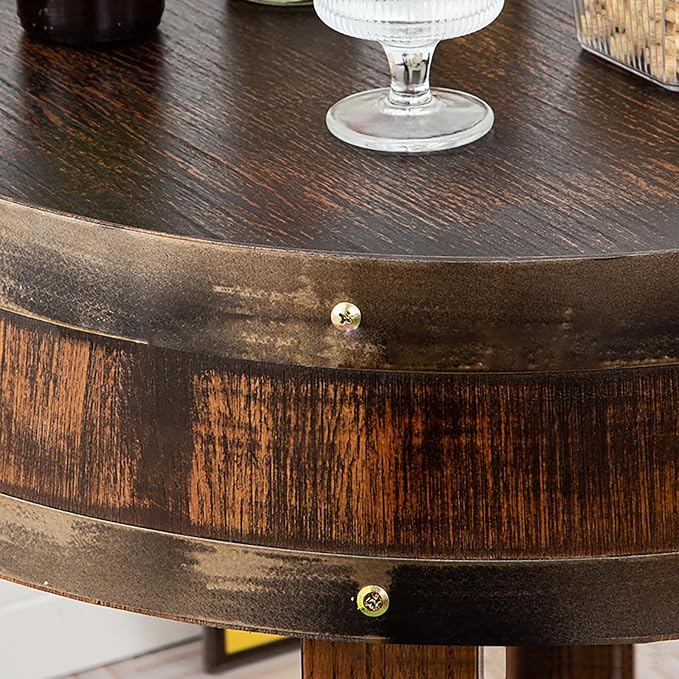 Farmhouse Whiskey Barrel End Table, Round Wood Barrel Side Table, Rusitc Wine - Image 4