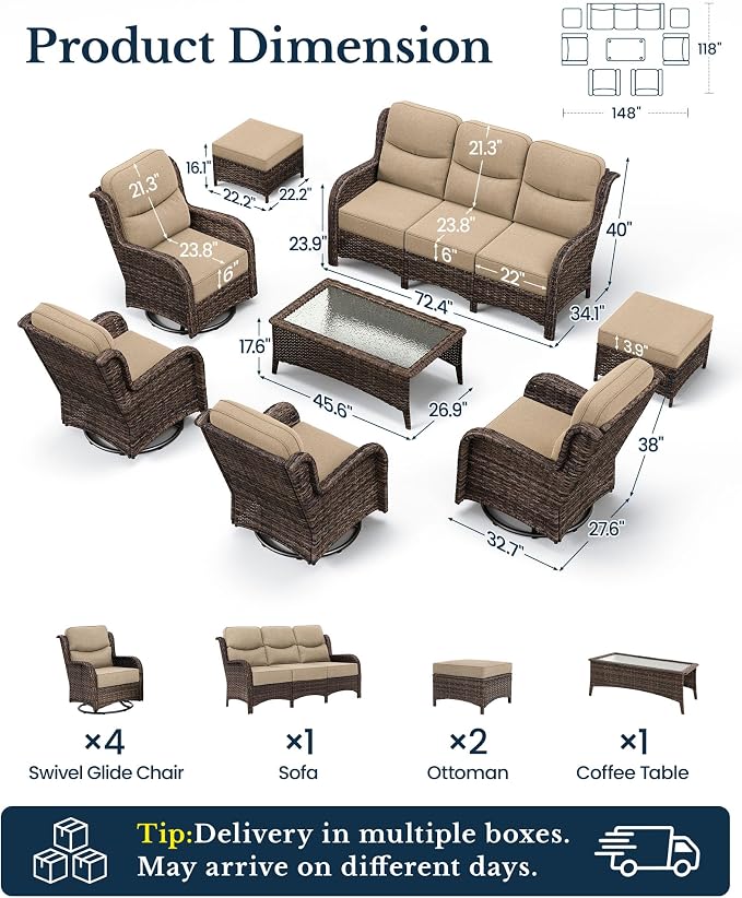 HILLGA Luxury High Back Patio Furniture Set - Image 8