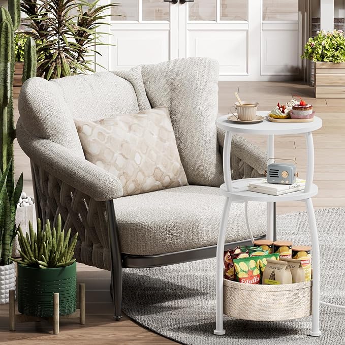 Round Side Table, 3-Tier End Table - Image 8