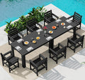 SERWALL HDPE Dining Set for 8: 2 Umbrella Hole Tables + 8 Chairs. Includes 8 by SERWALL