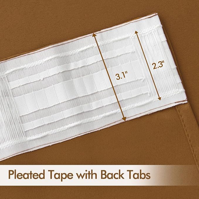 MIULEE Golden Brown Back Tab Blackout Curtains 72 Inches Long 2 Panels Set - Image 4