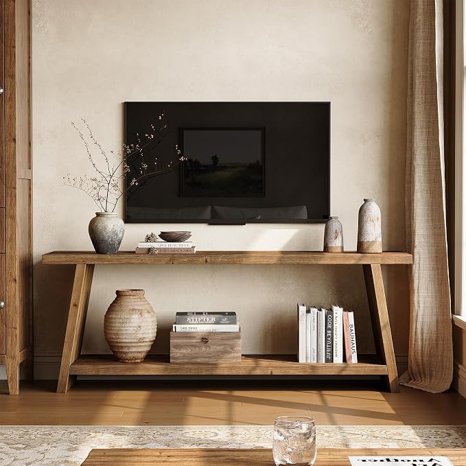 LITTLE TREE Solid Wood TV Stand, Farmhouse Media Console by LITTLETREE