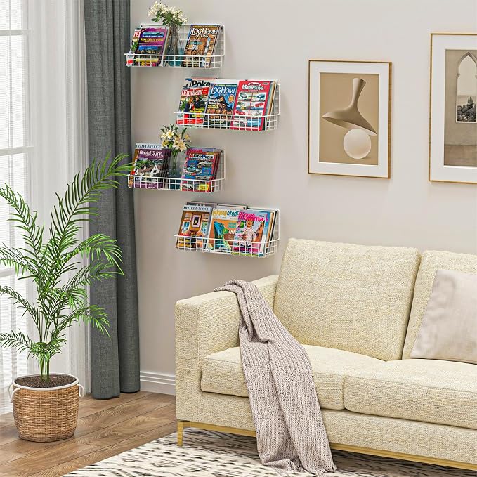 X-cosrack 4-Pack Wall Mounted Metal Kids Bookshelf, Floating Book Shelves - Image 7
