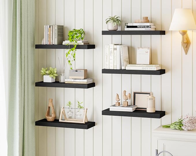 Fixwal Black Shelves, 15.7in Floating Shelves, Farmhouse Shelf Wall Decor - Image 6