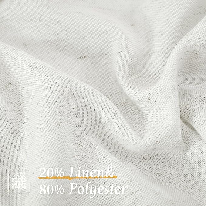 LAMIT Light Filtering 63 inch Length Linen Curtains, Soft Linen Textured Rod - Image 2