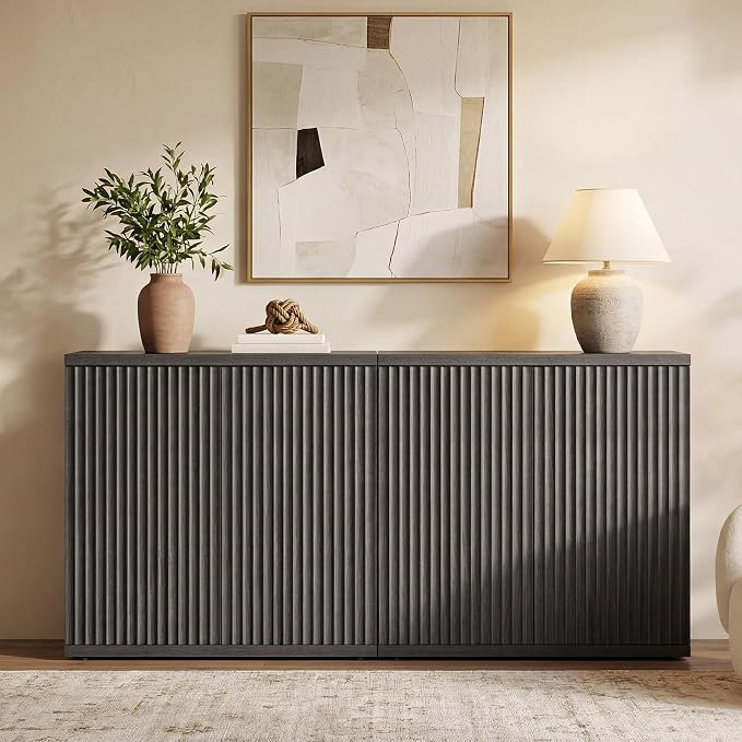 SICOTAS Buffet Cabinet with Storage Accent Sideboard Modern Credenza with Doors - Image 8