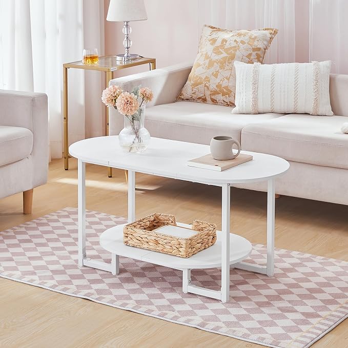 HOOBRO Coffee Table for Living Room, Oval Small Coffee Table by HOOBRO