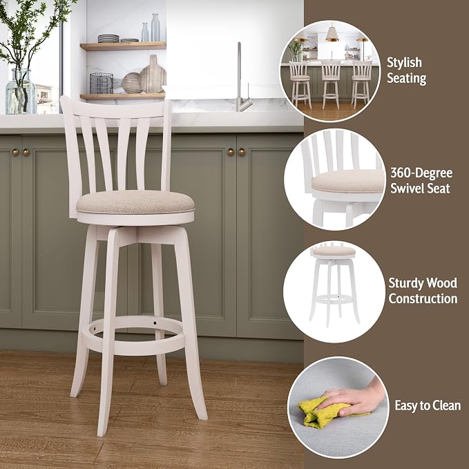 Hillsdale 29.5" Savana Wood Swival Bar Height Stool - Image 4
