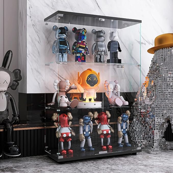 APRILSOUL Glass Display Cabinet 3-Shelf by Unknown