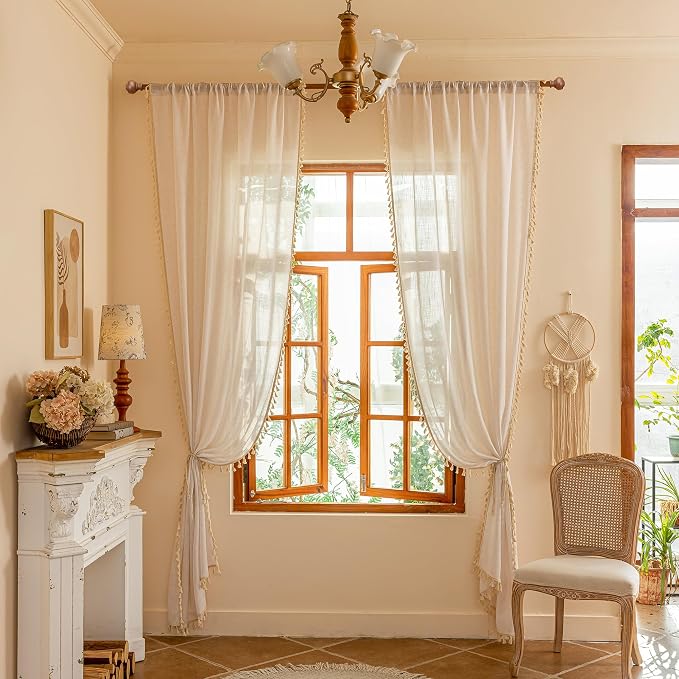 MYSKY HOME Natural Boho Sheer Curtains - Image 8