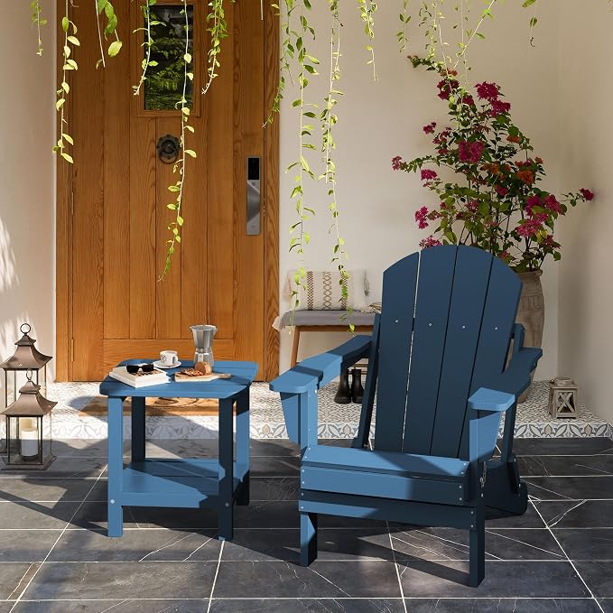 SERWALL Adirondack Table Outdoor Side Table- Blue - Image 10