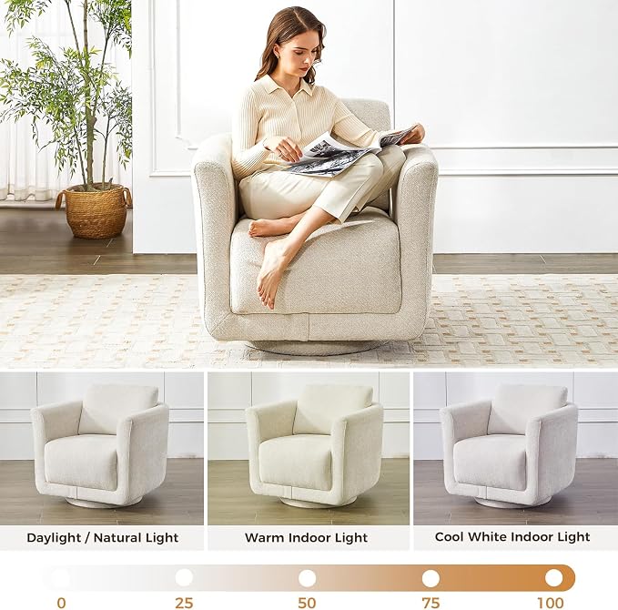Swivel Accent Chair, 360° Chenille Barrel Swivel Chair - Image 9