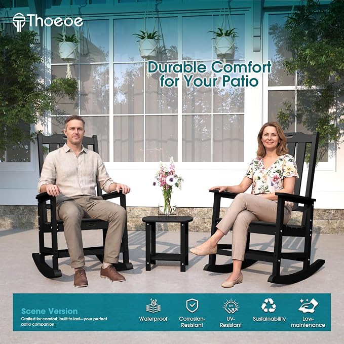 THOEOE Oversized Rocking Chair Set of 4, Outdoor Rocking Chair - Image 2