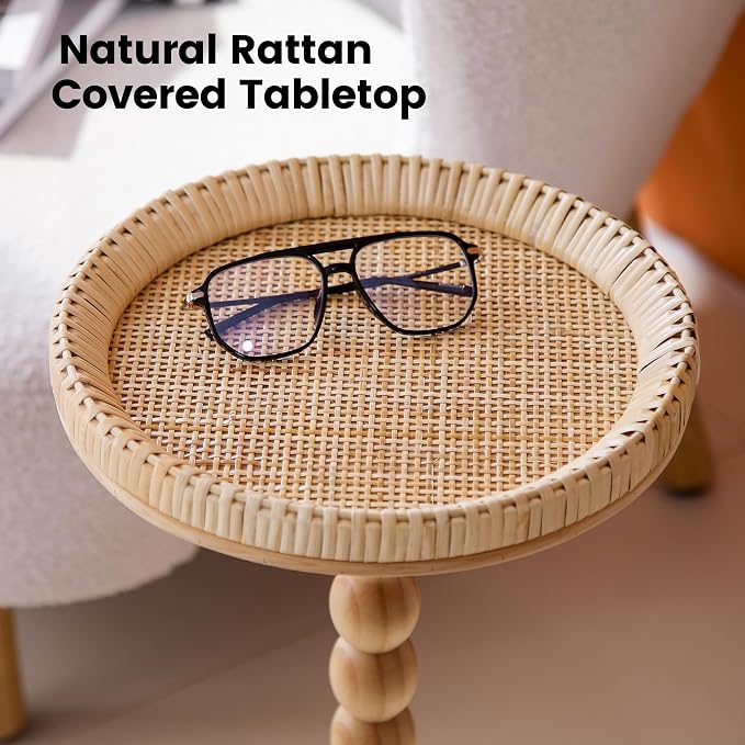 Drink Table，Rattan Round Small Side Table - Image 3