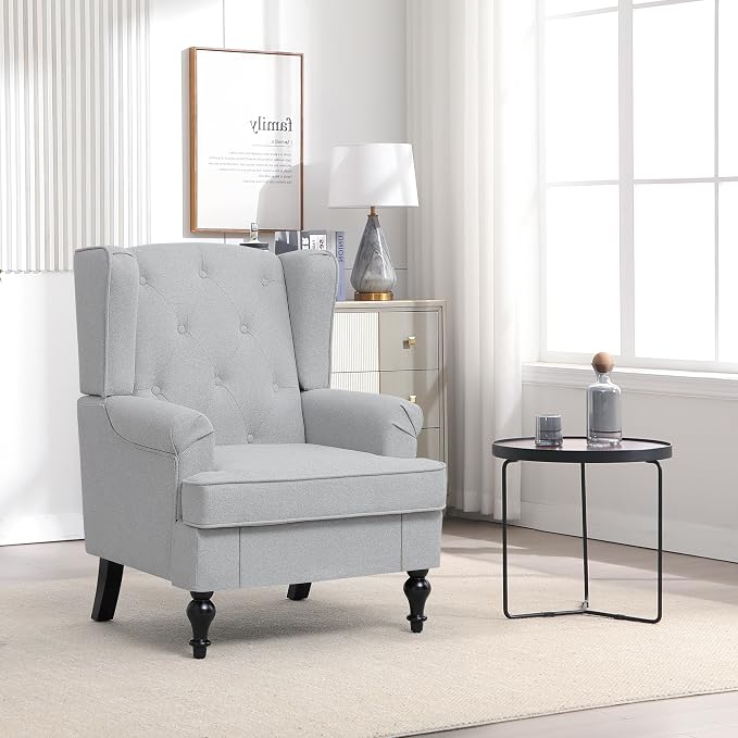 Accent Chair for Living Room, Mid Century Modern Upholstered Armchair, Wingback - Image 3