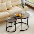 Giantex Nesting Coffee Table Set of 2, Round Stacking Side Tables by Giantex