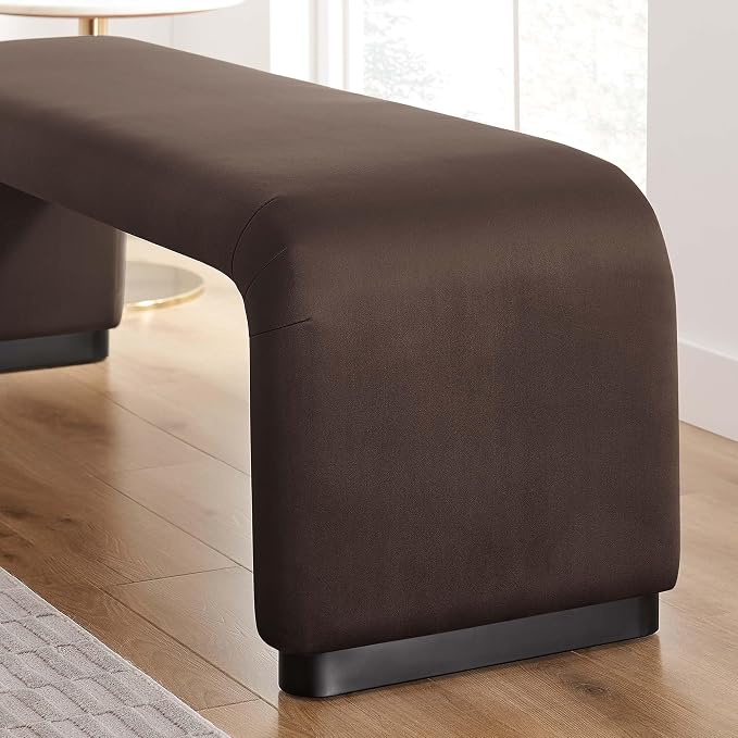 Modway EEI-6734-BLK-CHB Koda Performance Velvet Waterfall Long Bench - Image 9