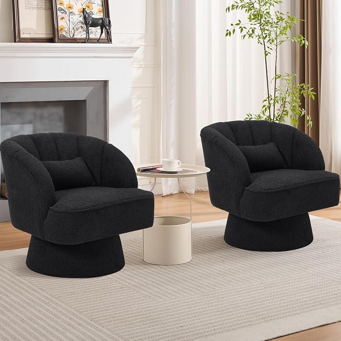 Garvee Ultra-Plush Swivel Accent Chair, 360° Barrel Lounge Chair by Garvee