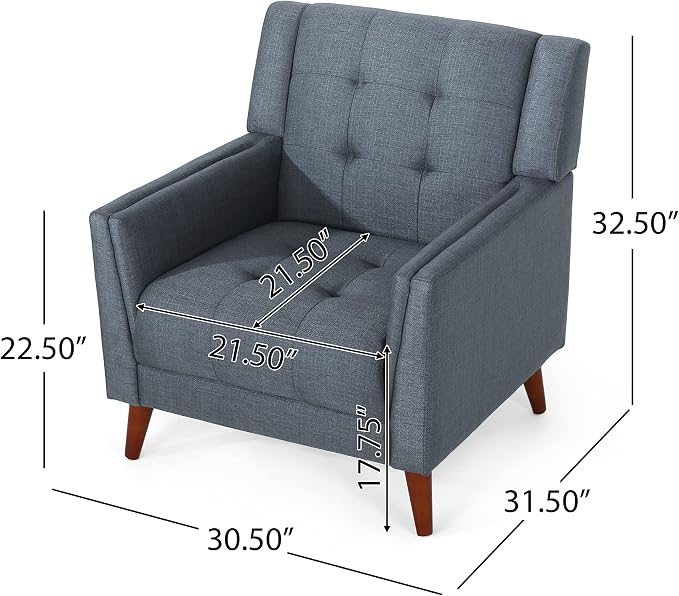 Christopher Knight Home Evelyn Mid Century Modern Fabric Arm Chair, Dark Gray - Image 3