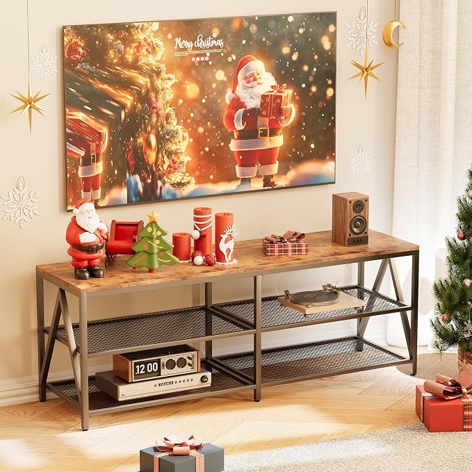 55 inch TV Stand with 3-Tier Open Shelf, Entertainment Center with Power - Image 3
